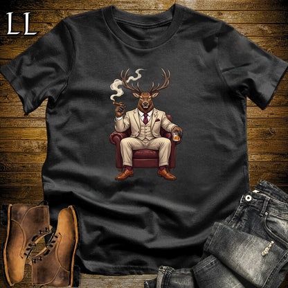 Cigar Lounge Elk T-Shirt Black | Animal Cigar Gift