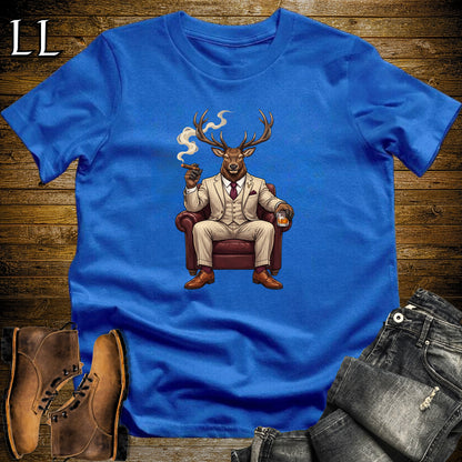 Cigar Lounge Elk T-Shirt Royal Blue | Animal Cigar Gift