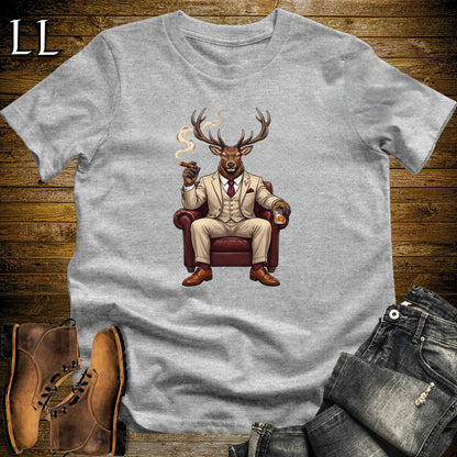 Cigar Lounge Elk T-Shirt Sport Grey | Animal Cigar Gift