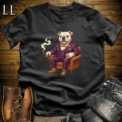 Cigar Lounge English Bulldog T-Shirt Black | Dog Cigar Gift