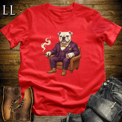 Cigar Lounge English Bulldog T-Shirt Red | Dog Cigar Gift