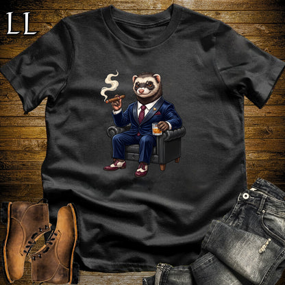 Cigar Lounge Ferret T-Shirt Black | Pet Lover Cigar Gift