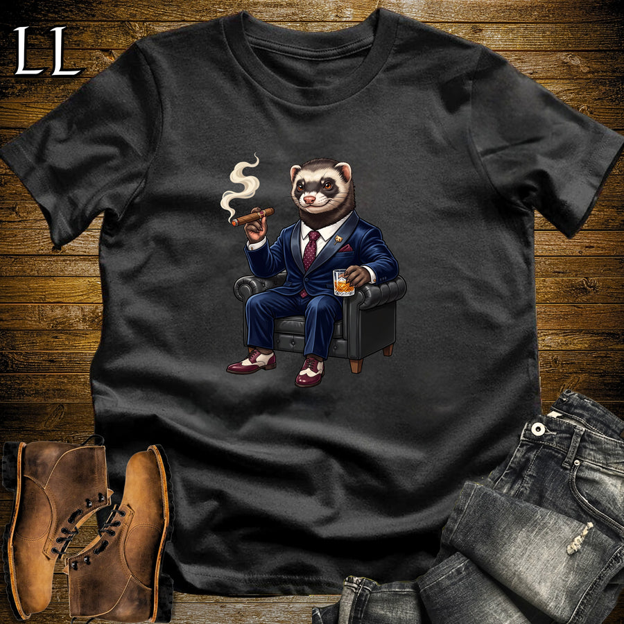 Cigar Lounge Ferret T-Shirt Black | Pet Lover Cigar Gift