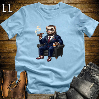 Cigar Lounge Ferret T-Shirt Light Blue | Pet Lover Cigar Gift