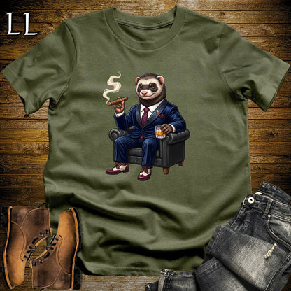 Cigar Lounge Ferret T-Shirt Military Green | Pet Lover Cigar Gift