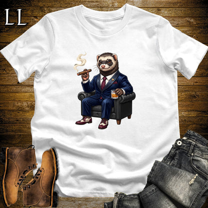 Cigar Lounge Ferret T-Shirt White | Pet Lover Cigar Gift