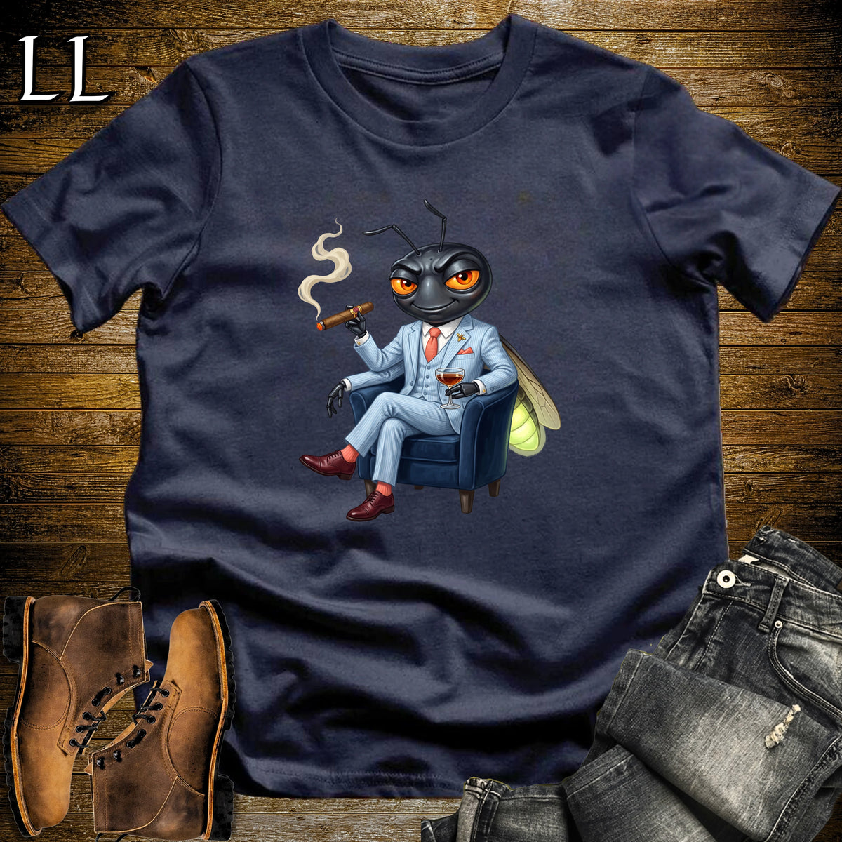 Cigar Lounge Firefly T-Shirt Navy | Animal Cigar Gift