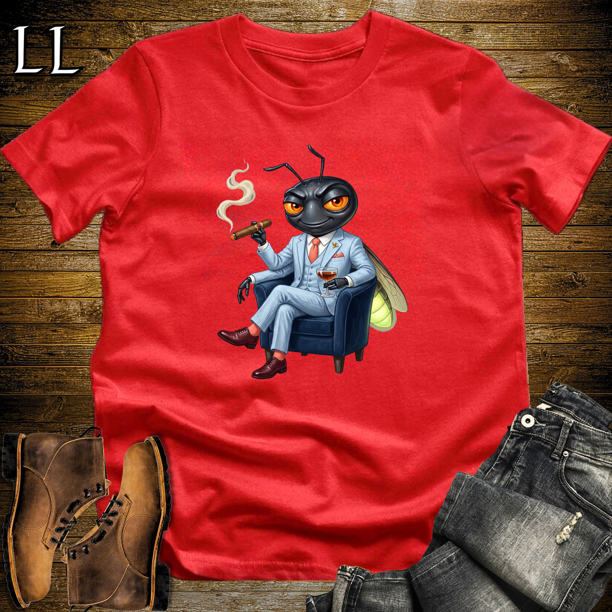 Cigar Lounge Firefly T-Shirt Red | Animal Cigar Gift