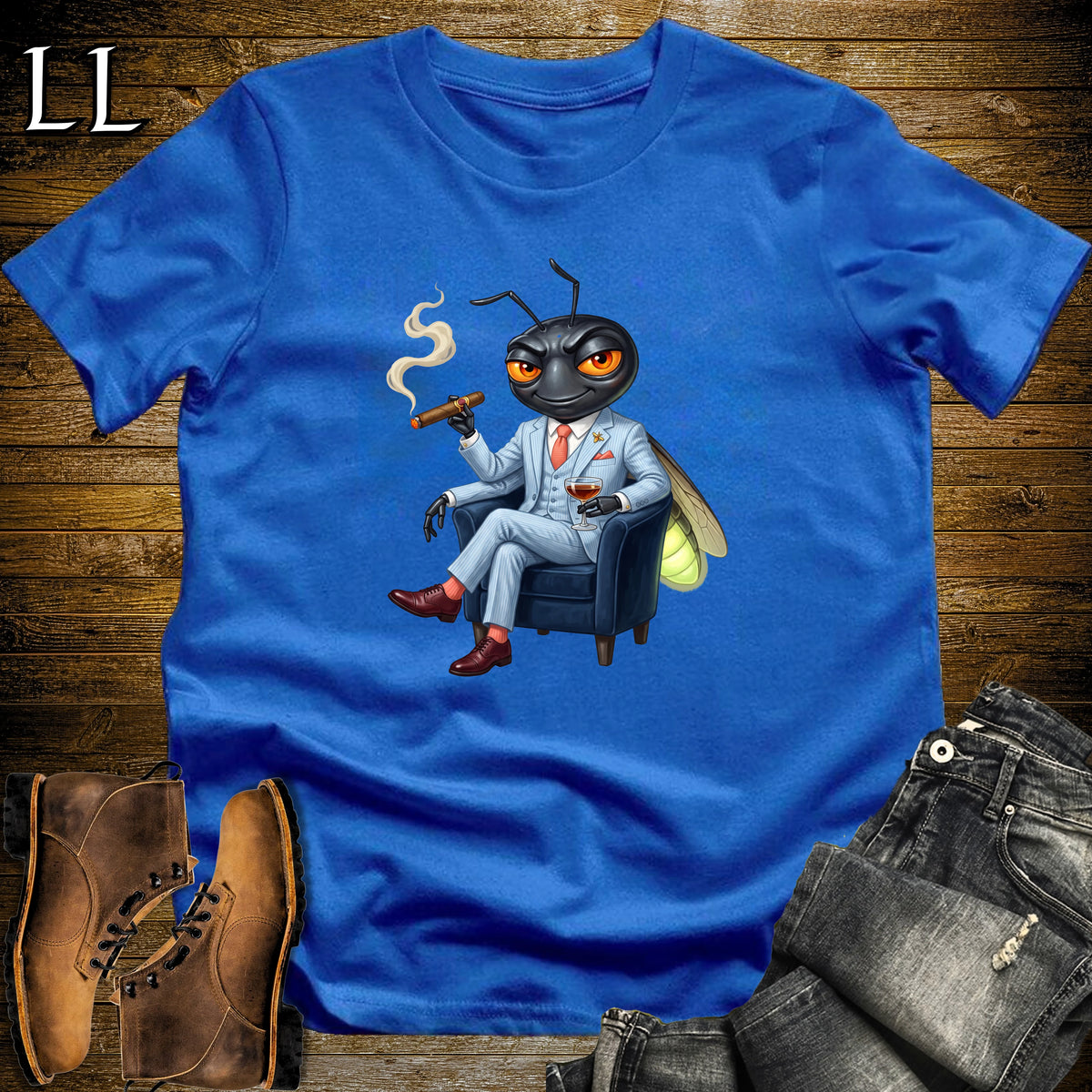 Cigar Lounge Firefly T-Shirt Royal Blue | Animal Cigar Gift