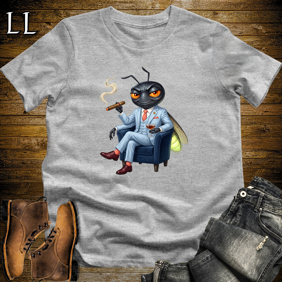 Cigar Lounge Firefly T-Shirt Sport Grey | Animal Cigar Gift
