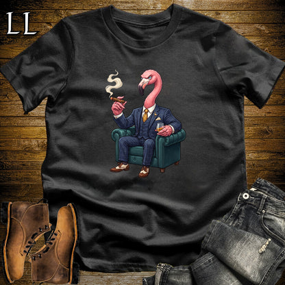 Cigar Lounge Flamingo T-Shirt Black | Bird Lover Cigar Gift