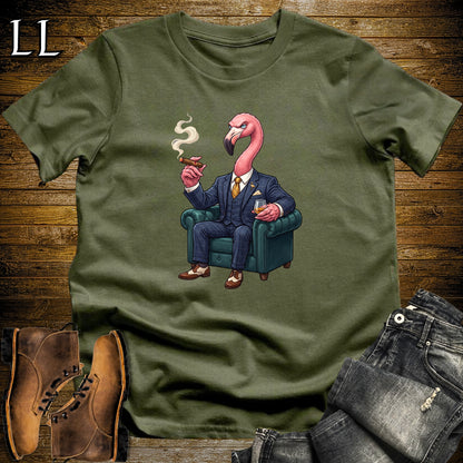 Cigar Lounge Flamingo T-Shirt Military Green | Bird Lover Cigar Gift