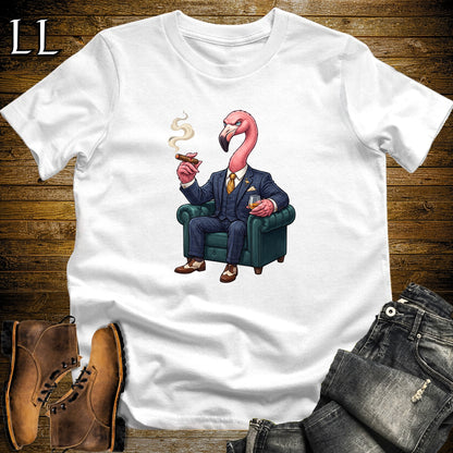 Cigar Lounge Flamingo T-Shirt White | Bird Lover Cigar Gift