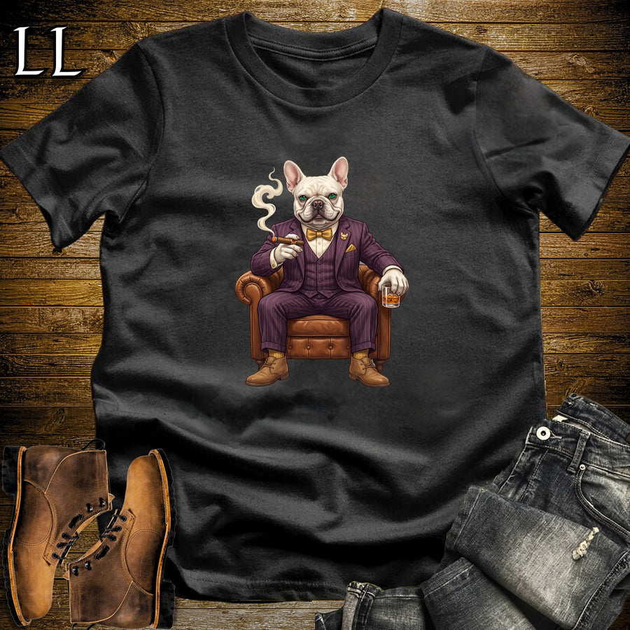 Cigar Lounge French Bulldog T-Shirt Black | Dog Cigar Gift