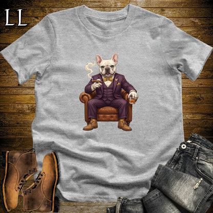 Cigar Lounge French Bulldog T-Shirt Sport Grey | Dog Cigar Gift