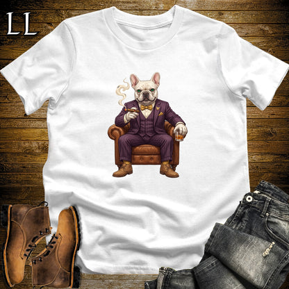 Cigar Lounge French Bulldog T-Shirt White | Dog Cigar Gift