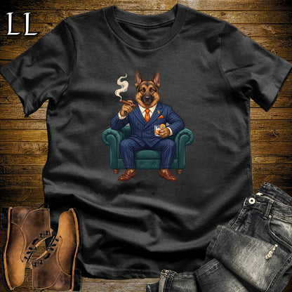 Cigar Lounge German Shepherd T-Shirt Black | Dog Cigar Gift