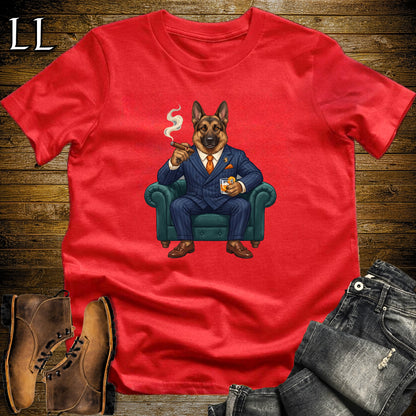 Cigar Lounge German Shepherd T-Shirt Red | Dog Cigar Gift