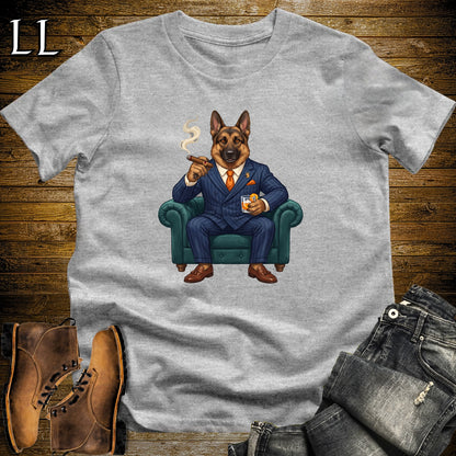 Cigar Lounge German Shepherd T-Shirt Sport Grey | Dog Cigar Gift