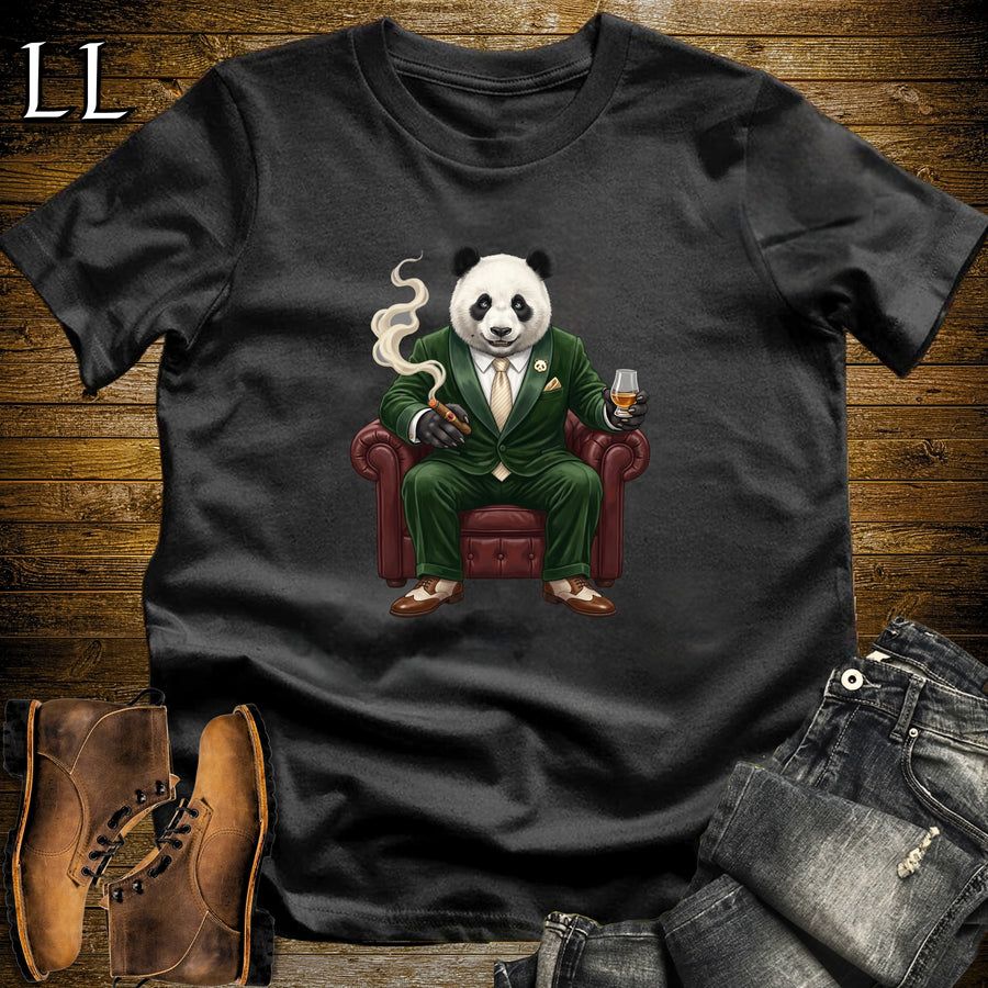 Cigar Lounge Giant Panda T-Shirt Black | Animal Cigar Gift