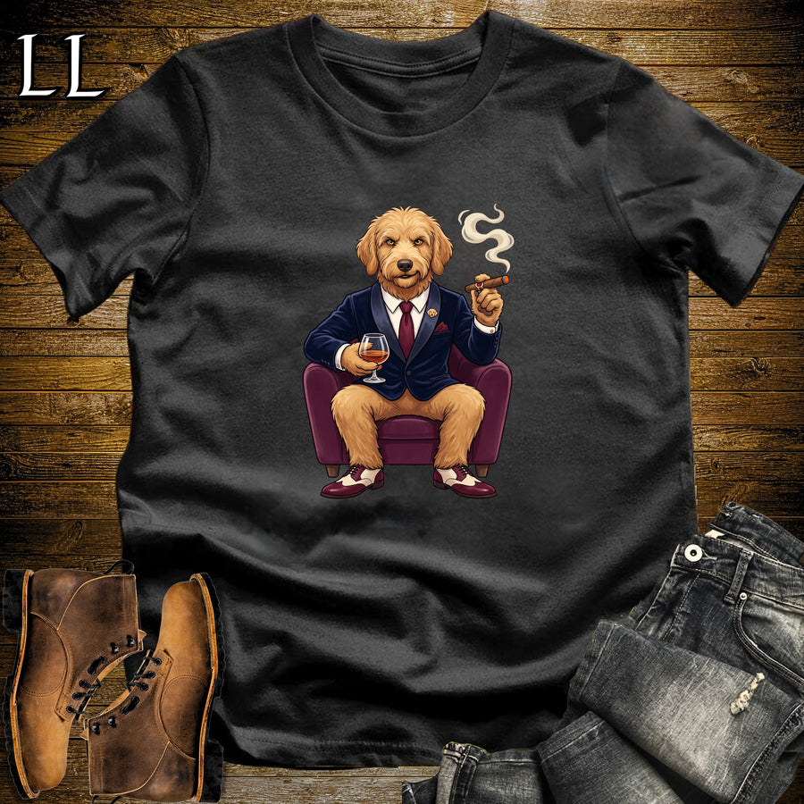 Cigar Lounge Goldendoodle T-Shirt Black | Dog Cigar Gift