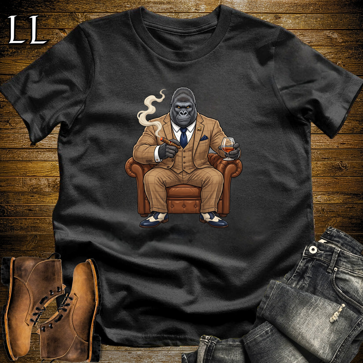 Cigar Lounge Gorilla T-Shirt Black | Gorilla Cigar Gift
