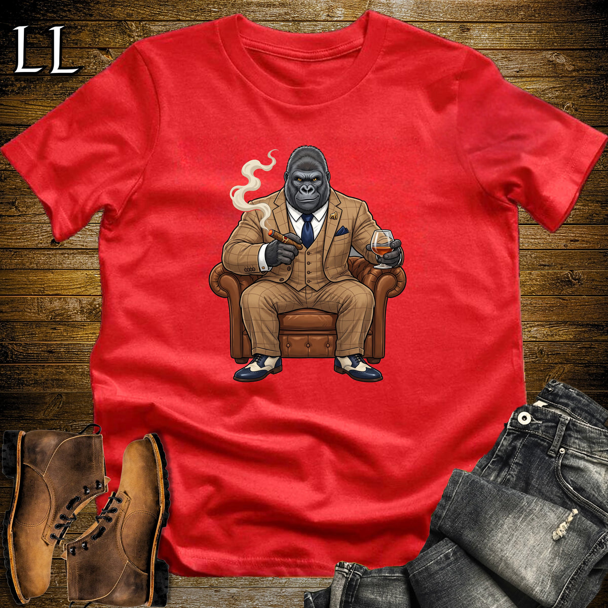 Cigar Lounge Gorilla T-Shirt Red | Gorilla Cigar Gift