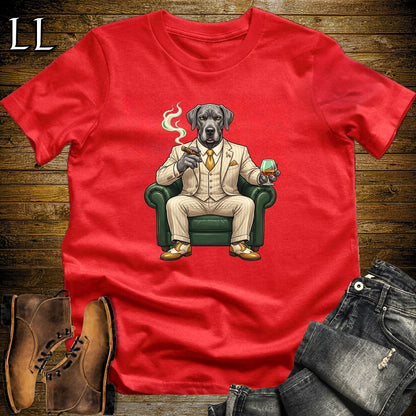 Cigar Lounge Great Dane T-Shirt Red | Dog Lover Cigar Gift