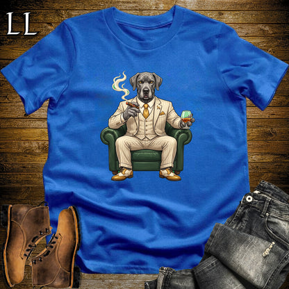 Cigar Lounge Great Dane T-Shirt Royal Blue | Dog Lover Cigar Gift
