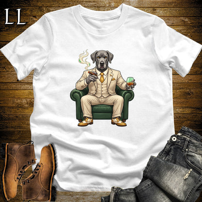 Cigar Lounge Great Dane T-Shirt White | Dog Lover Cigar Gift