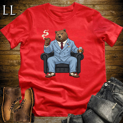 Cigar Lounge Grizzly Bear T-Shirt Red | Animal Cigar Gift