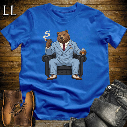 Cigar Lounge Grizzly Bear T-Shirt Royal Blue | Animal Cigar Gift