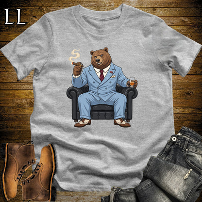 Cigar Lounge Grizzly Bear T-Shirt Sport Grey | Animal Cigar Gift