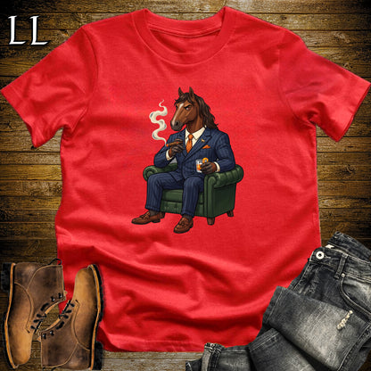 Cigar Lounge Horse T-Shirt Red | Horse Lover Cigar Gift