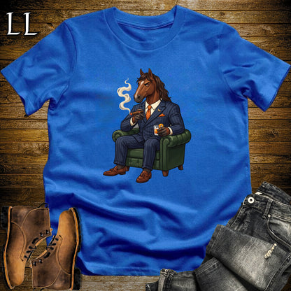 Cigar Lounge Horse T-Shirt Royal Blue | Horse Lover Cigar Gift