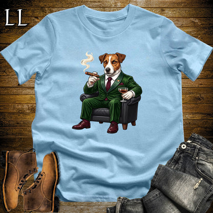 Cigar Lounge Jack Russell Terrier T-Shirt Light Blue | Dog Cigar Gift
