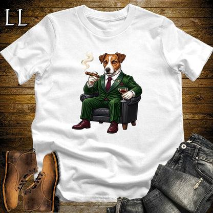 Cigar Lounge Jack Russell Terrier T-Shirt White | Dog Cigar Gift