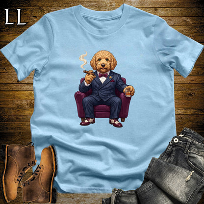 Cigar Lounge Labradoodle T-Shirt Light Blue | Dog Lover Cigar Gift