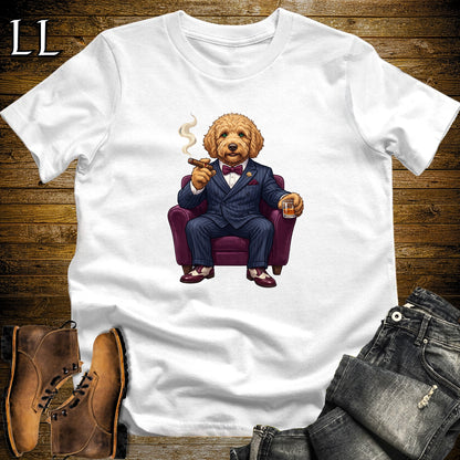Cigar Lounge Labradoodle T-Shirt White | Dog Lover Cigar Gift