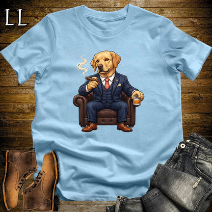Cigar Lounge Labrador Retriever T-Shirt Light Blue | Dog Cigar Gift