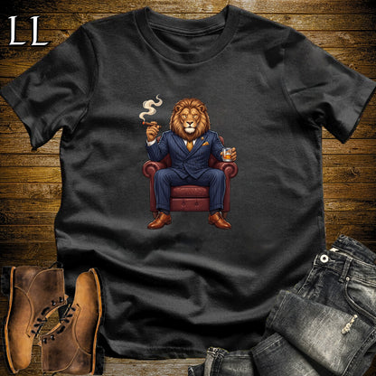 Cigar Lounge Lion T-Shirt Black | Big Cat Cigar Gift