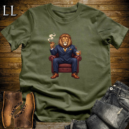 Cigar Lounge Lion T-Shirt Military Green | Big Cat Cigar Gift