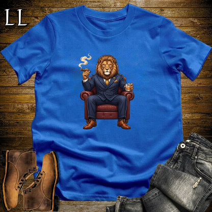 Cigar Lounge Lion T-Shirt Royal Blue | Big Cat Cigar Gift