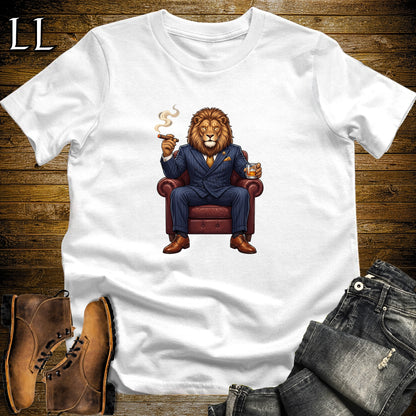 Cigar Lounge Lion T-Shirt White | Big Cat Cigar Gift