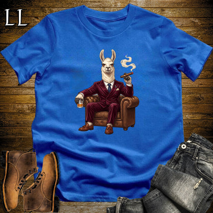 Cigar Lounge Llama T-Shirt Royal Blue | Farm Animal Cigar Gift