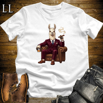 Cigar Lounge Llama T-Shirt White | Farm Animal Cigar Gift