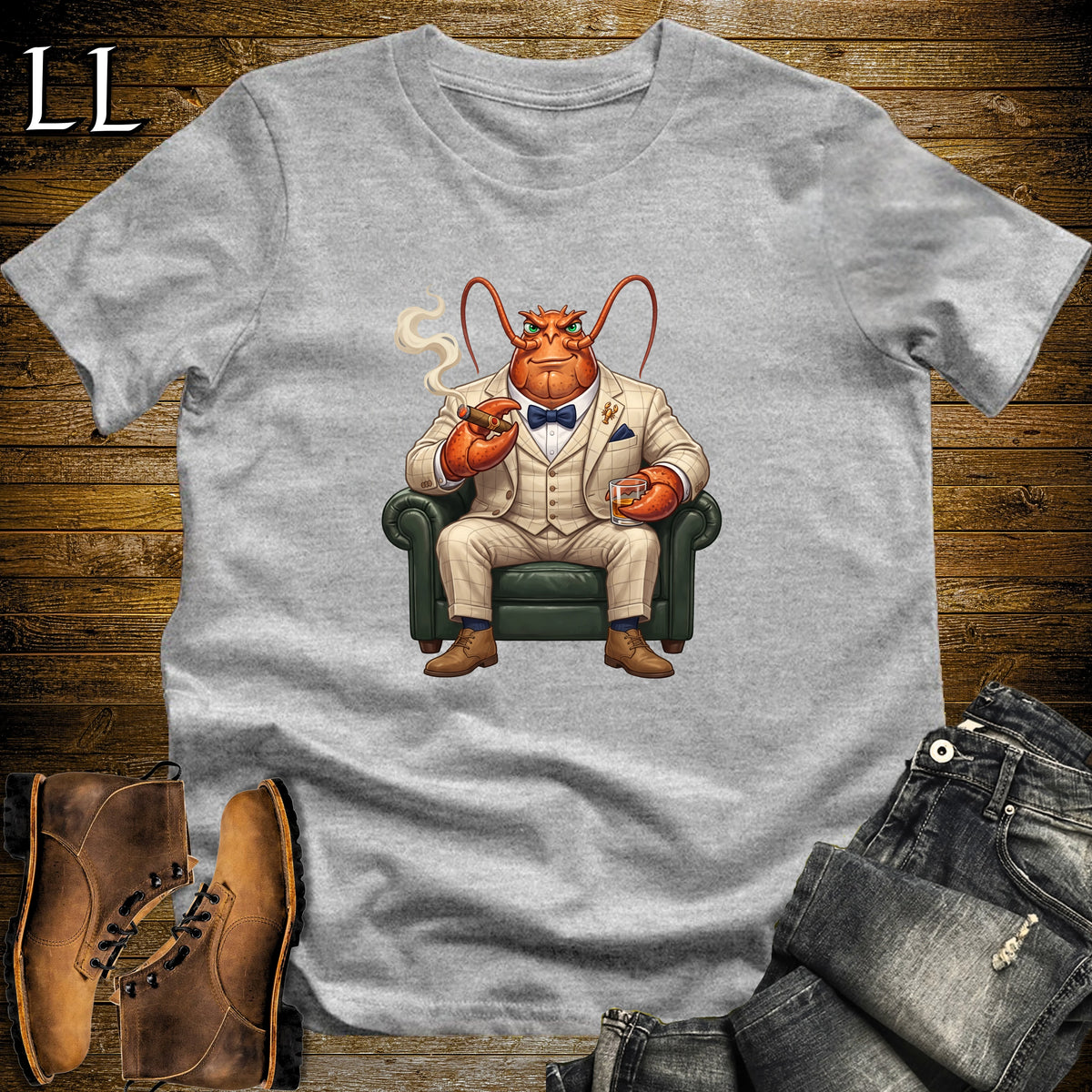 Cigar Lounge Lobster T-Shirt Sport Grey | Beach Cigar Gift