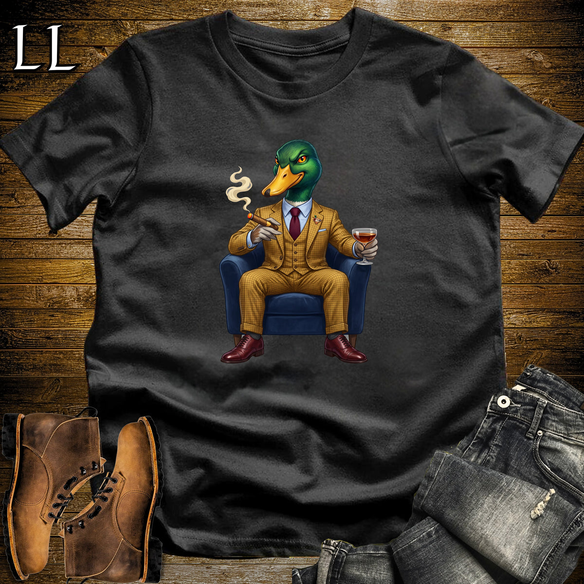 Cigar Lounge Mallard Duck T-Shirt Black | Duck Hunter Gift