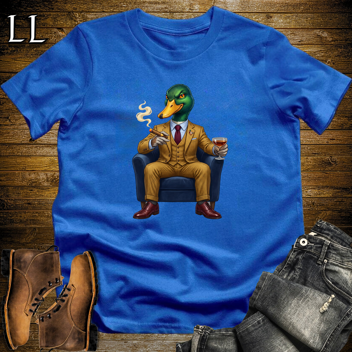 Cigar Lounge Mallard Duck T-Shirt Royal Blue | Duck Hunter Gift