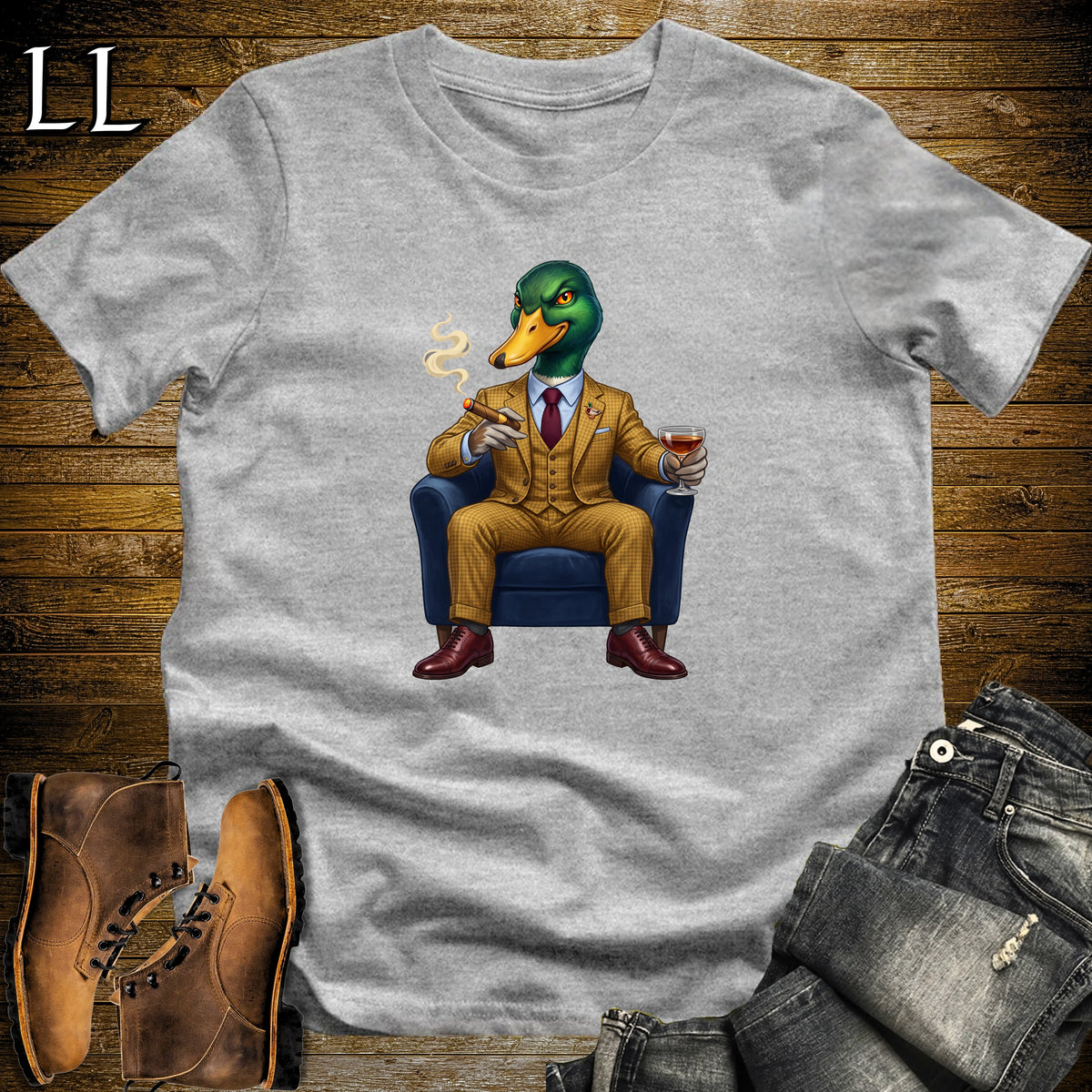 Cigar Lounge Mallard Duck T-Shirt Sport Grey | Duck Hunter Gift
